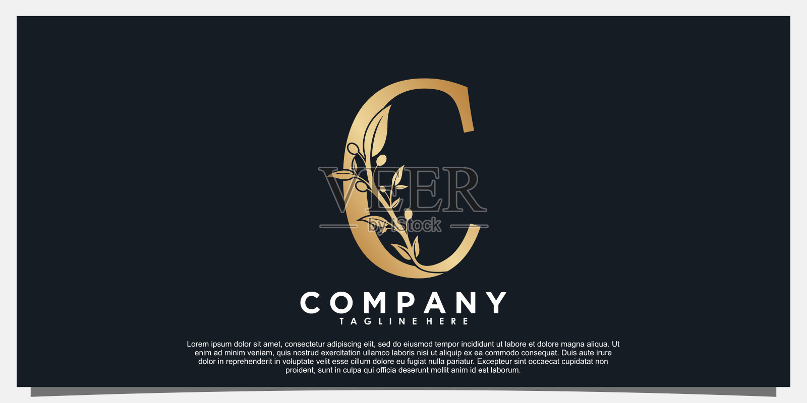 字母C标志设计采用橄榄图标的独特概念插画图片素材