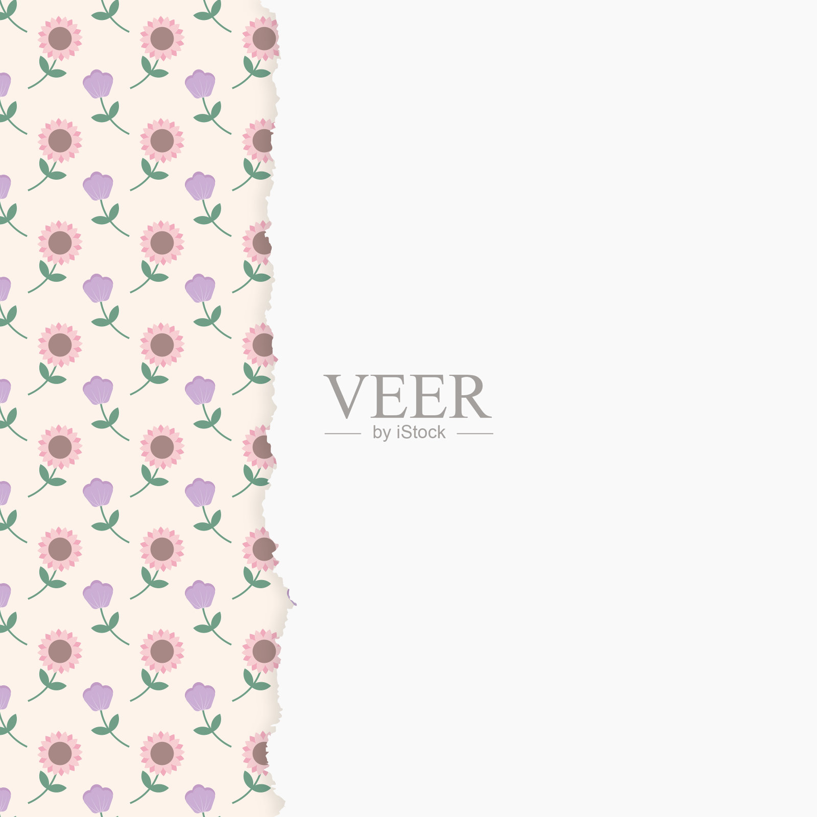 可爱的卡哇伊无缝粉彩花卉图案记事本背景插画图片素材