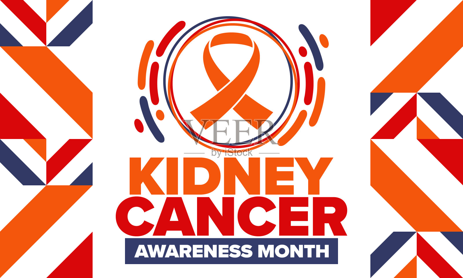 肾癌宣传月。每年三月庆祝。控制和保护。预防活动。医疗保健理念。带丝带的海报。横幅和背景。矢量图插画图片素材