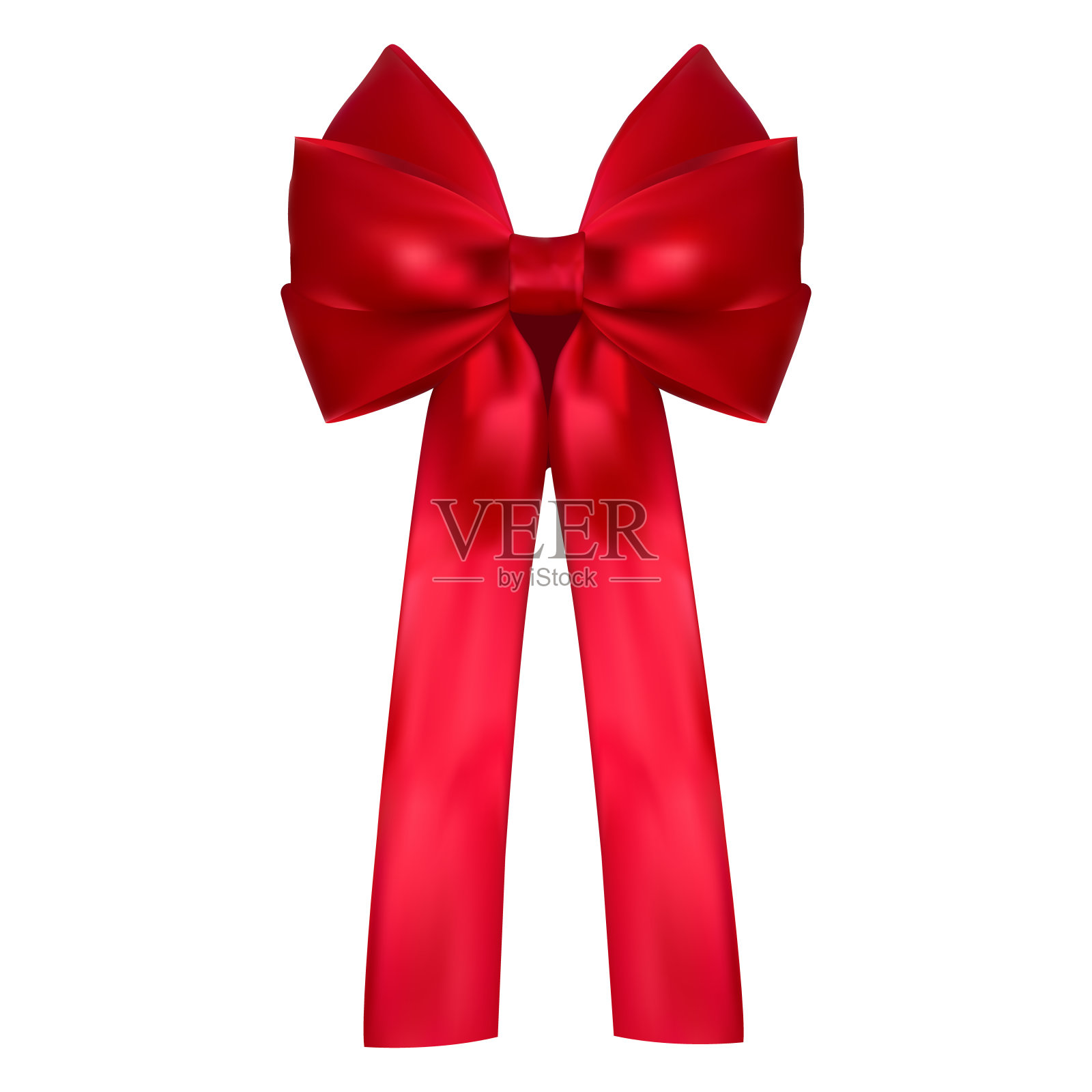 优雅的礼物弓由红色闪亮缎带透明的背景。装饰圣诞卡，礼品券，券，横幅和海报。矢量插图的网页设计。插画图片素材