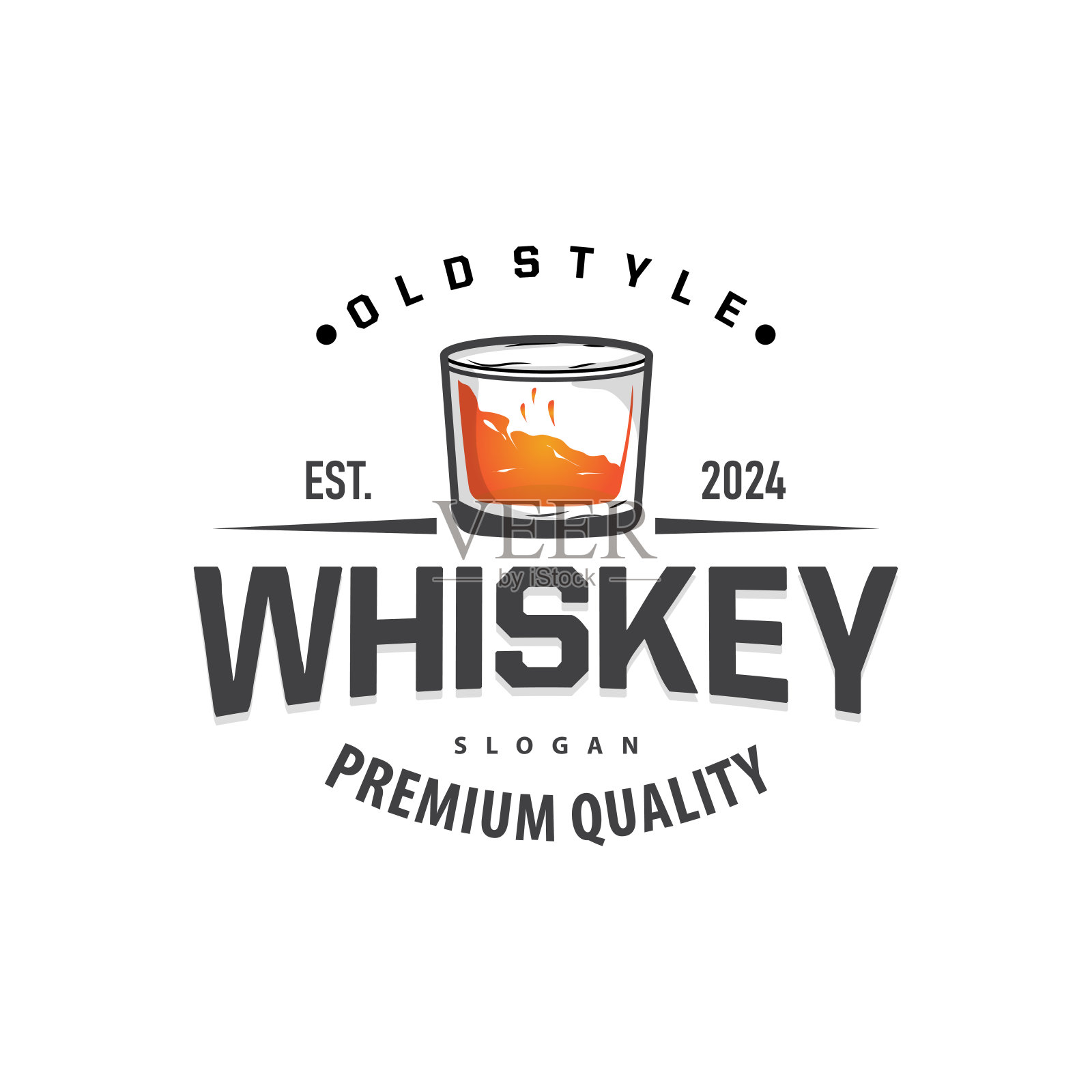 威士忌标志，饮料标签设计与旧复古复古装饰插图高级模板插画图片素材