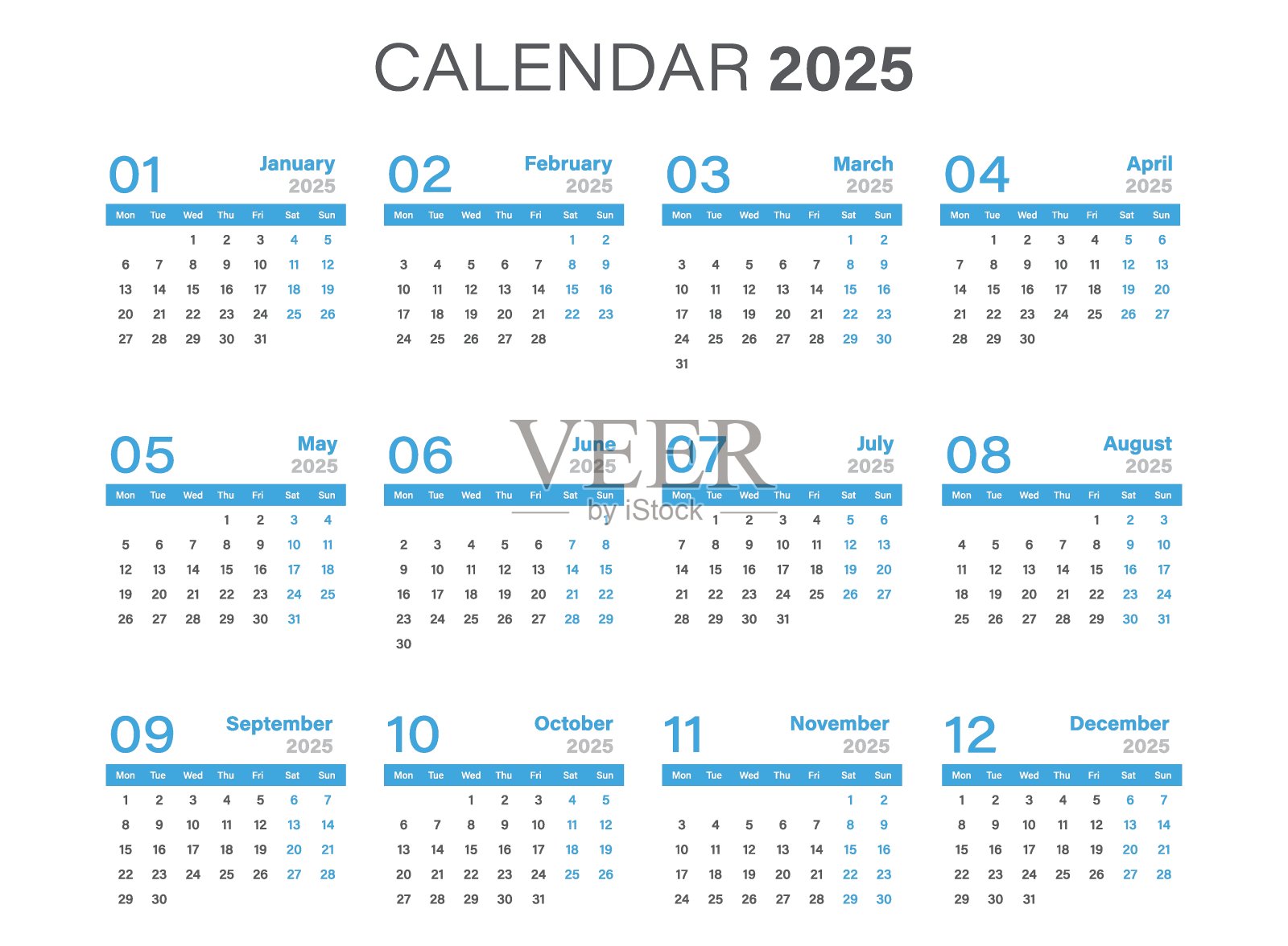日历2025年图标在平面风格。规划矢量插图上孤立的背景。挂历标牌经营理念。插画图片素材