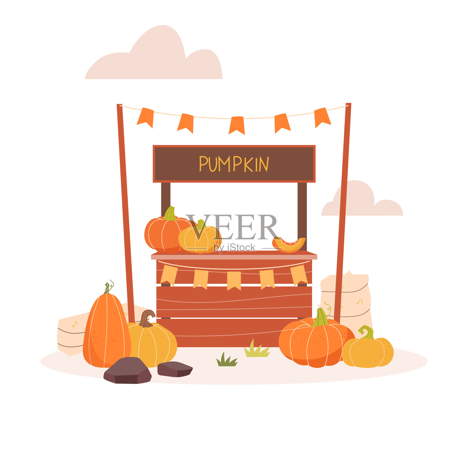 农夫的南瓜店。丰收节。秋天的节日插画图片素材