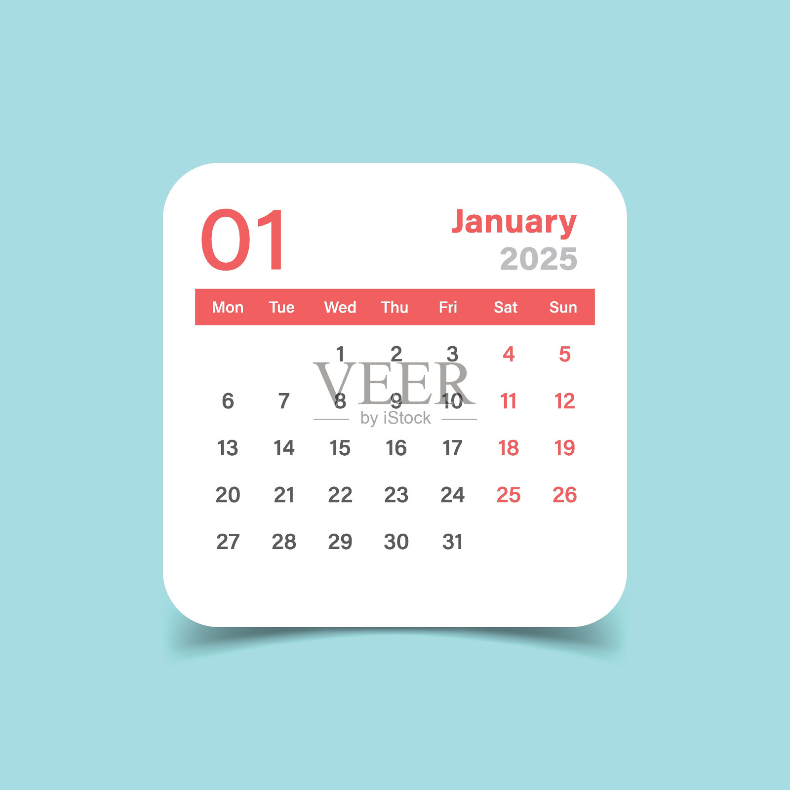 日历一月2025图标在平面风格。规划矢量插图上孤立的背景。挂历标牌经营理念。插画图片素材