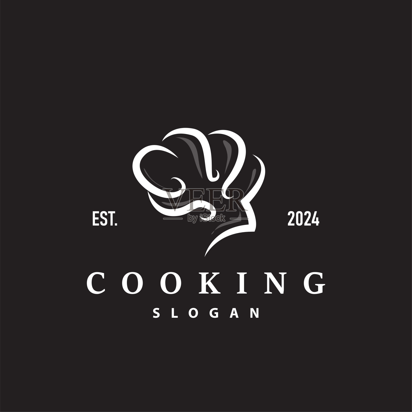 厨师标志设计烹饪灵感和厨师帽与简单的线条为餐厅经营品牌插画图片素材