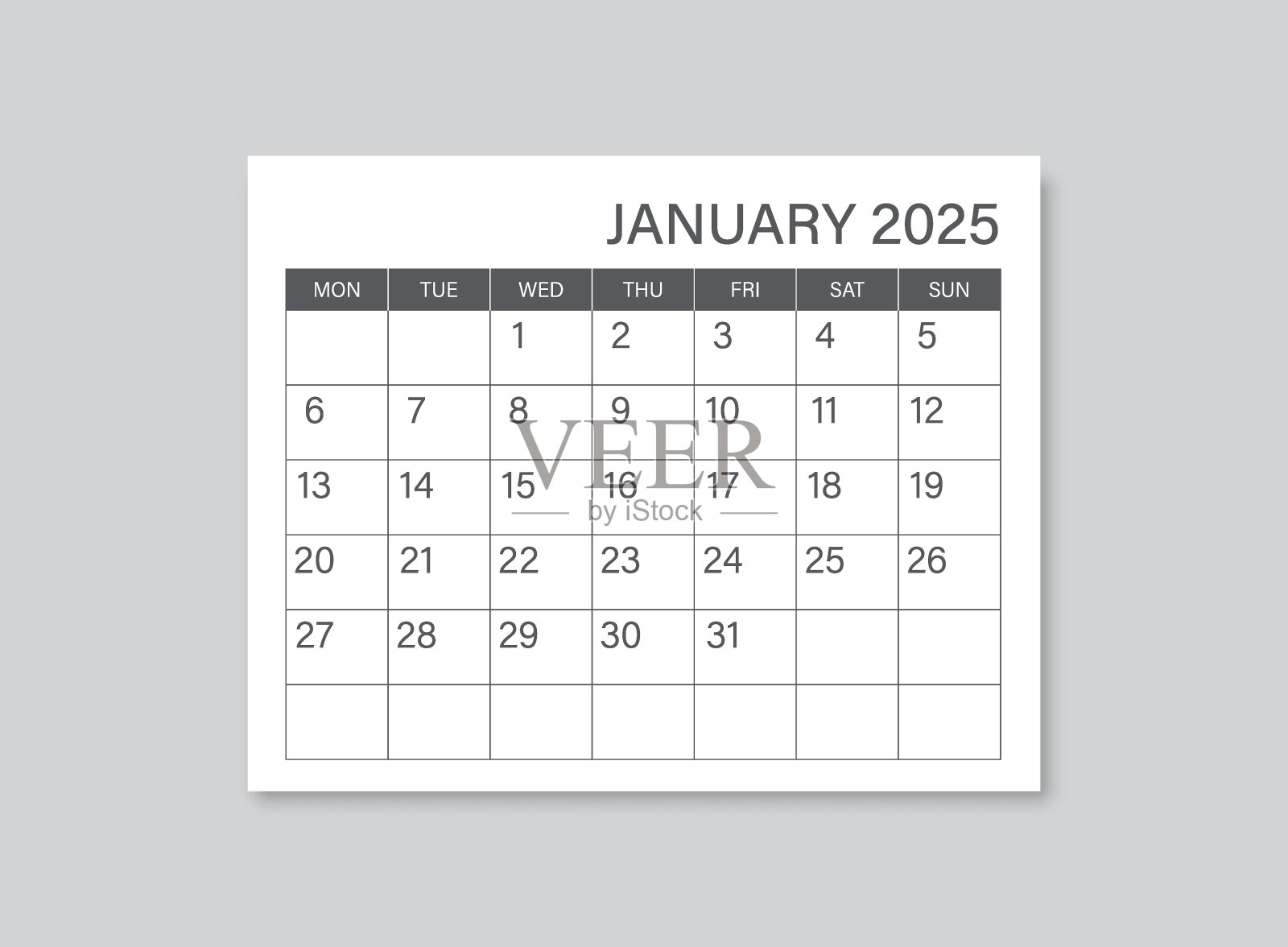 日历一月2025图标在平面风格。规划矢量插图上孤立的背景。挂历标牌经营理念。插画图片素材