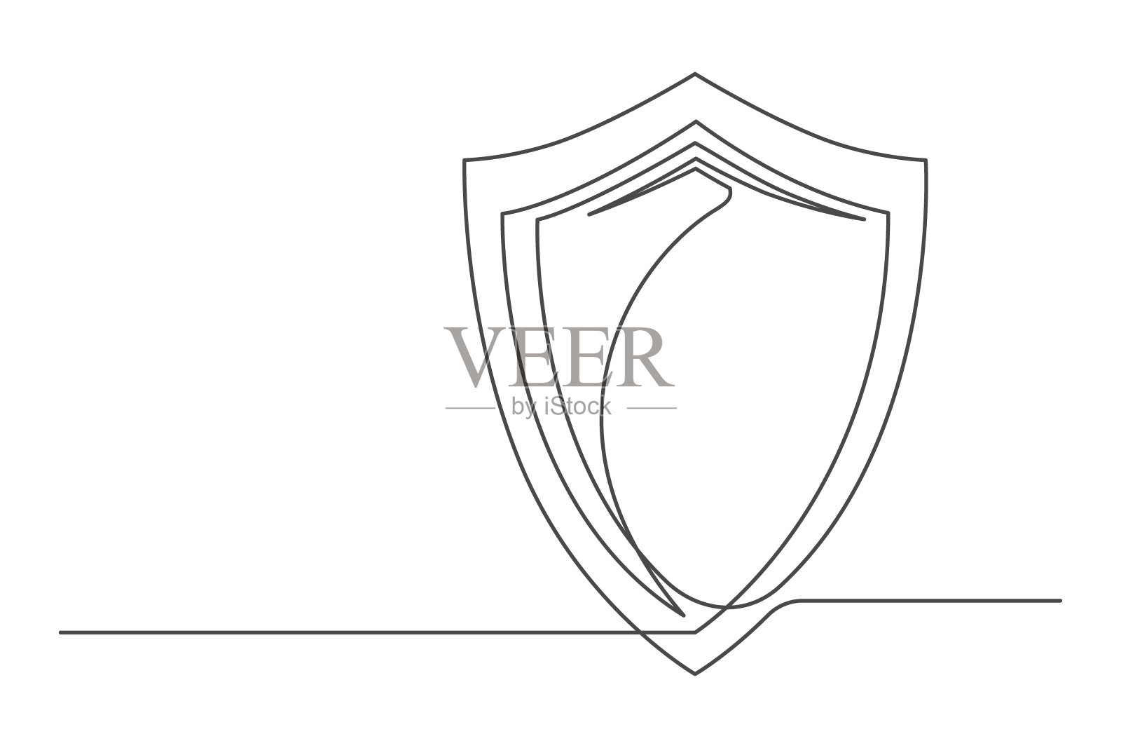 连续画盾的一条线插画图片素材