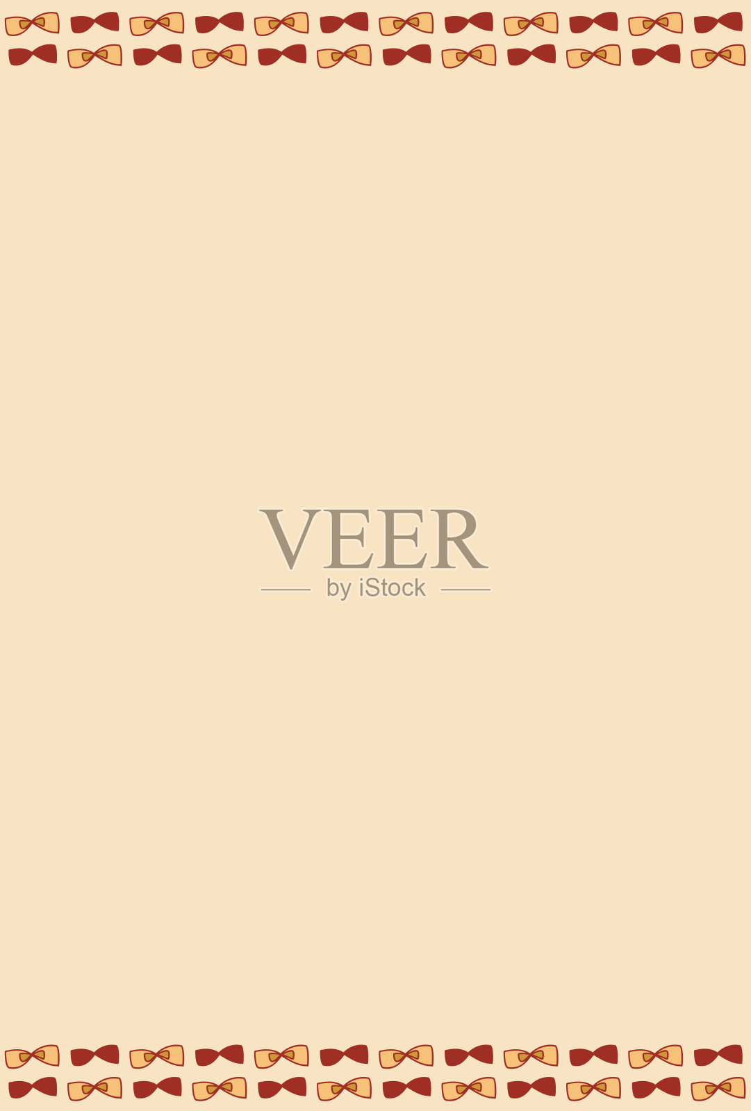 在米色背景上手绘棕色和橙色丝带的框架插图插画图片素材