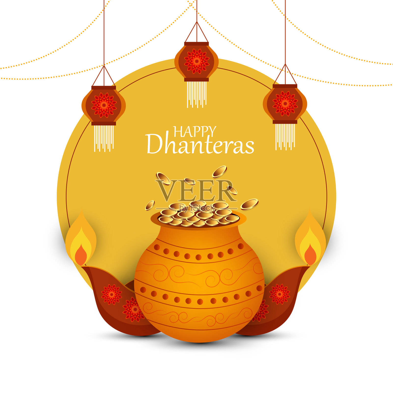 快乐的印度节日的宗教问候背景插画图片素材