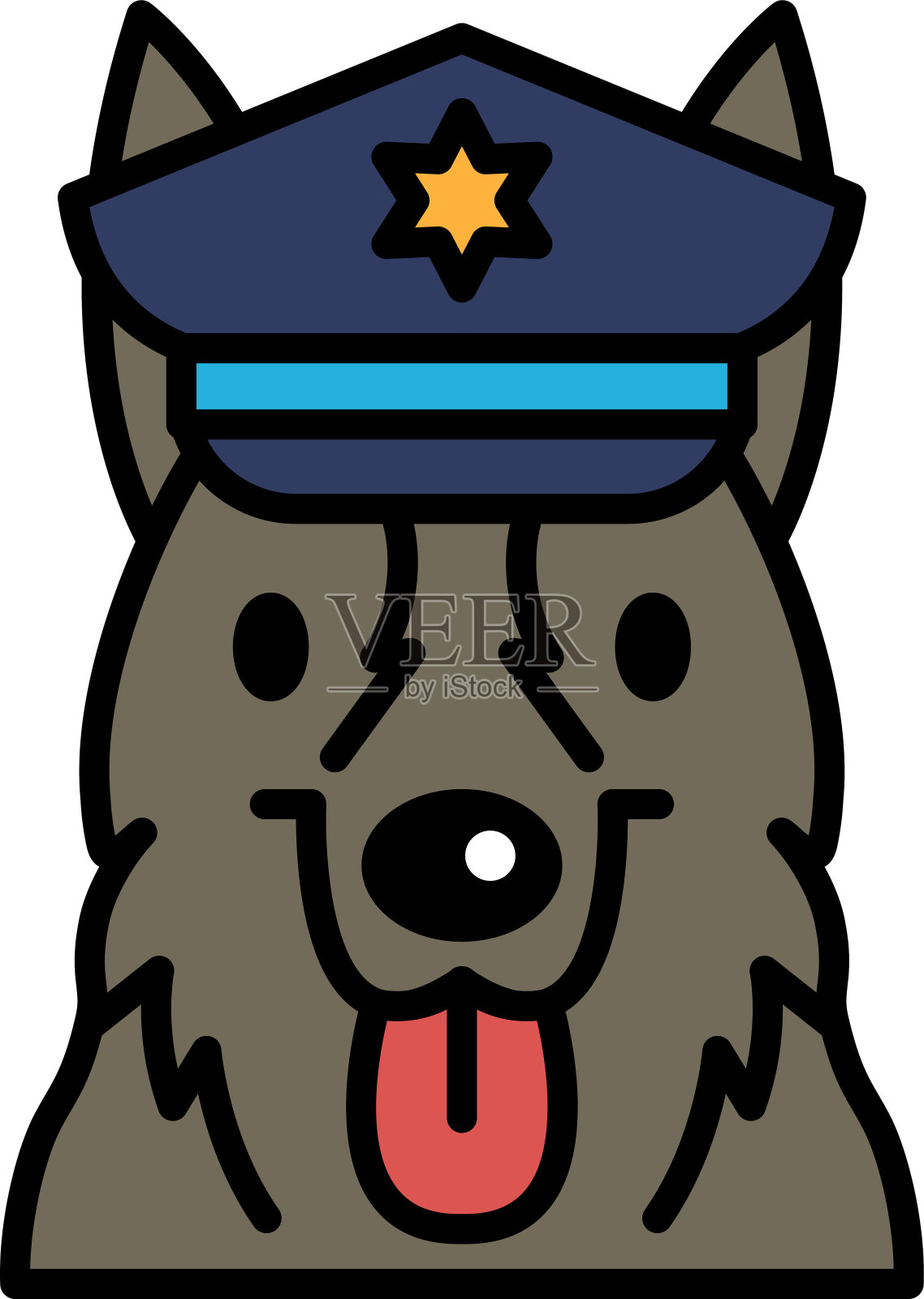 一只戴着警帽的狗插画图片素材