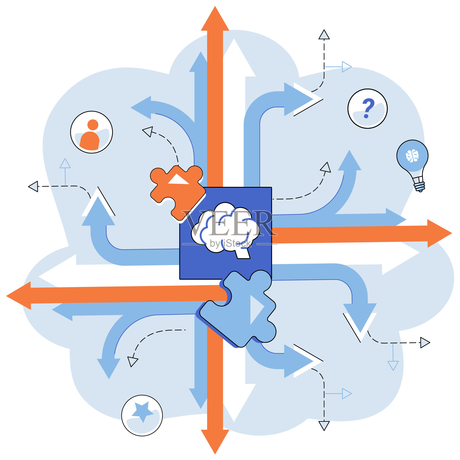 的决定。创造性思维和创新在决策过程中起着至关重要的作用插画图片素材