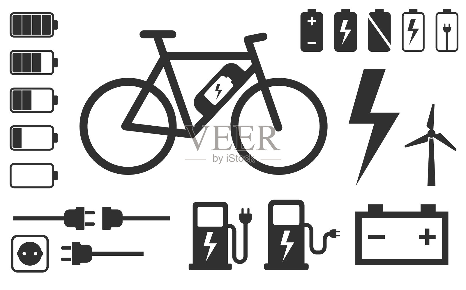 E自行车图标符号集插画图片素材