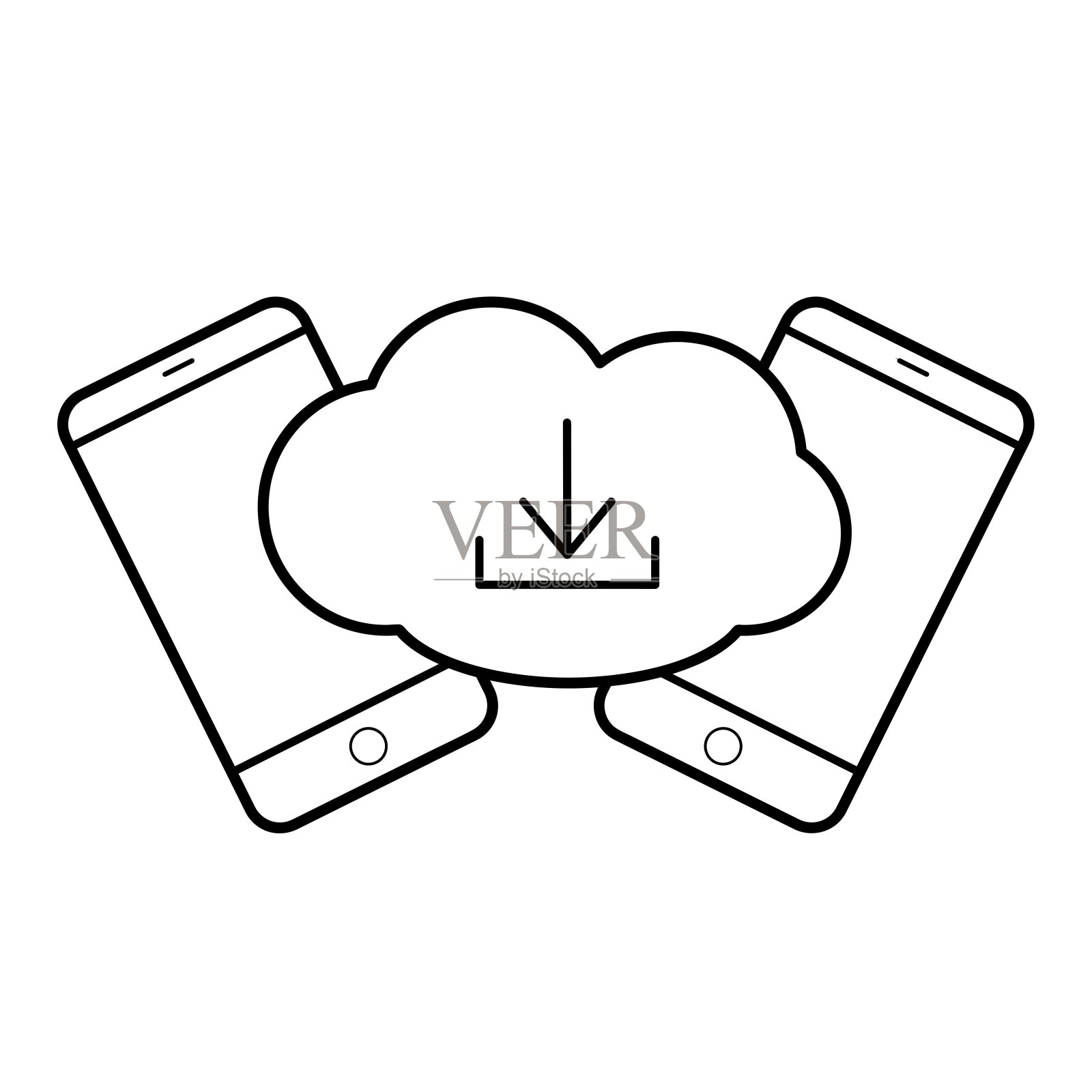 智能手机和聊天气泡云矢量图标符号图形隔离标志网页图标设计插画图片素材