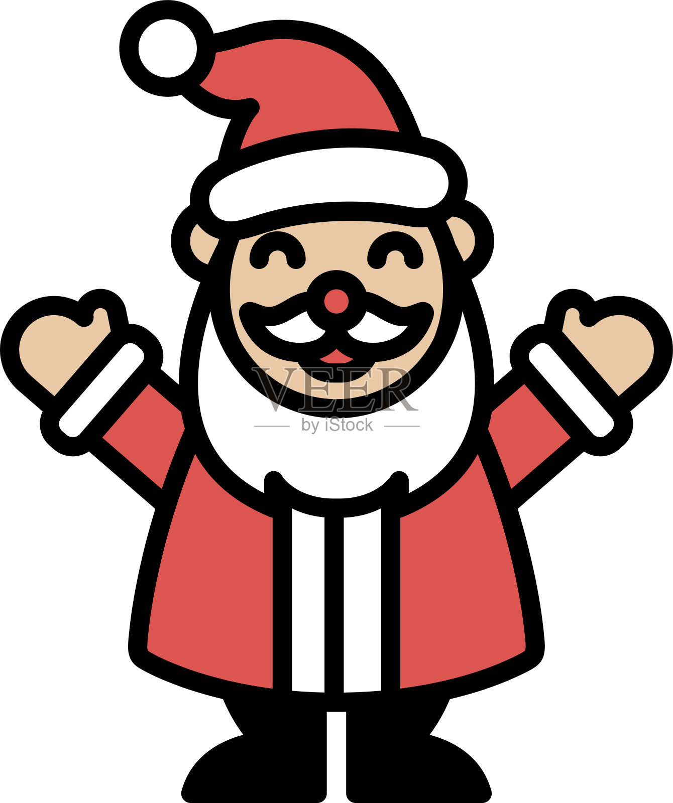 一个卡通红白相间的圣诞老人，戴着红帽子，留着白胡子插画图片素材