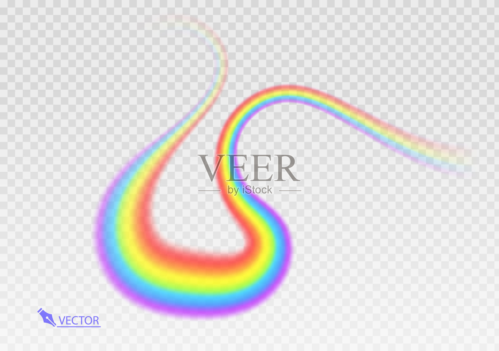 彩虹形状的拱门现实孤立的透明背景。色彩缤纷的灯光和明亮的设计元素。象征雨、天空、晴朗、自然插画图片素材