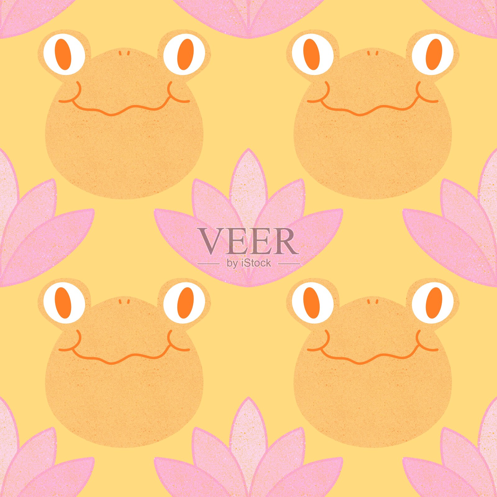 动物无缝卡通青蛙图案包装纸和孩子插画图片素材