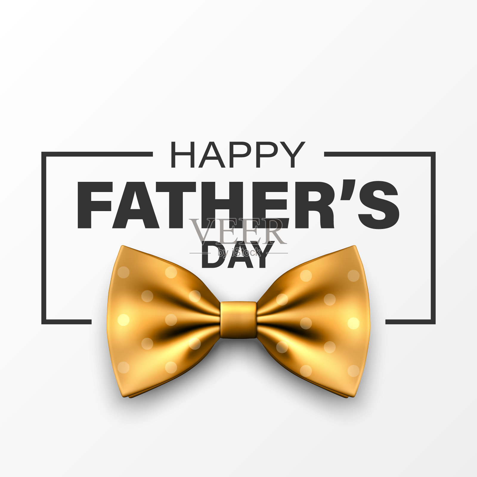 矢量领结的父亲节设计。三维现实丝绸金色领结。闪亮领结，领带先生。父亲节假期概念。设计模板的贺卡，邀请，海报插画图片素材