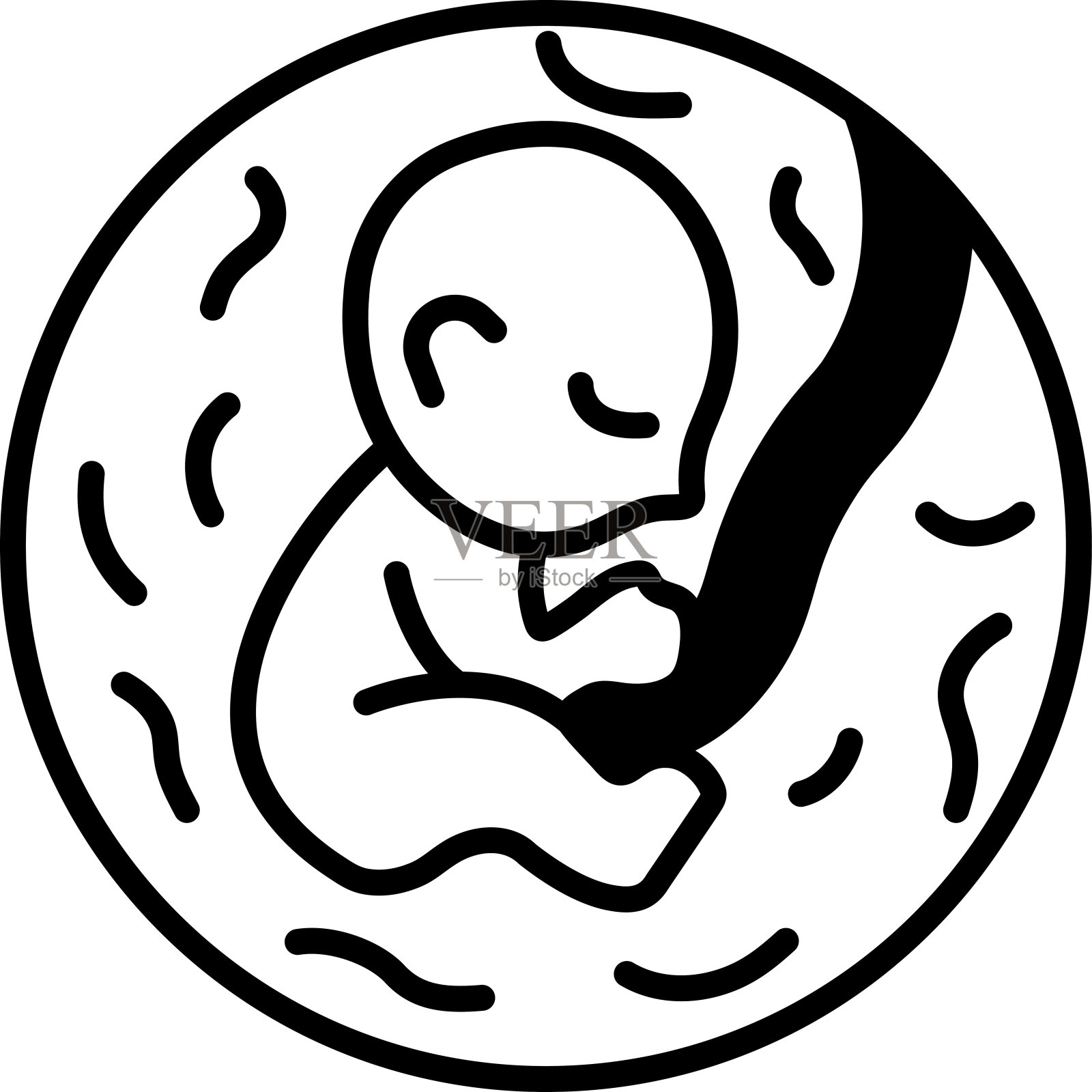 一个婴儿正在子宫里睡觉插画图片素材