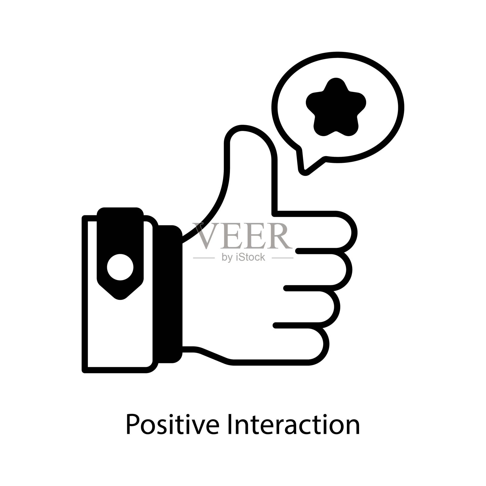 积极的互动矢量填充轮廓图标设计插图。平面设计符号在白底EPS 10文件插画图片素材