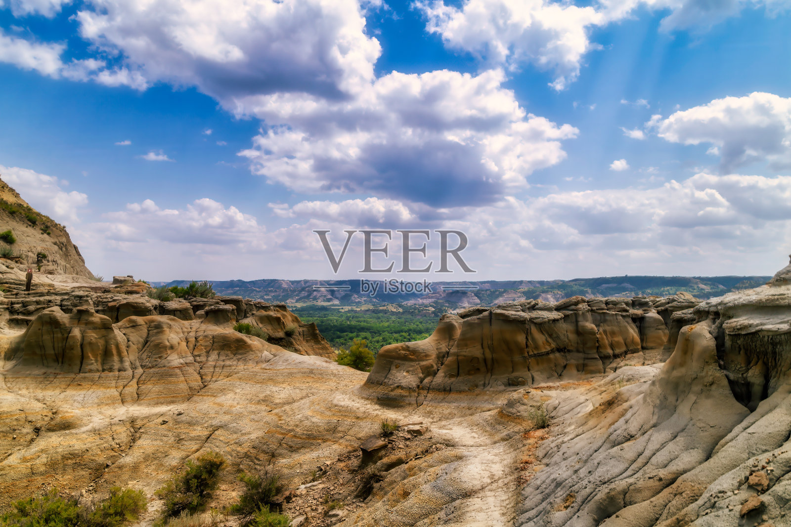 火车在西奥多·罗斯福国家公园北部-荒地照片摄影图片