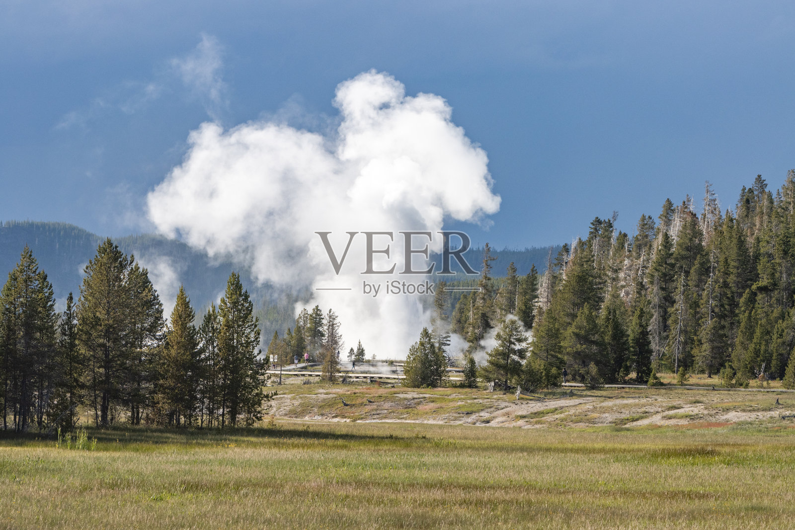 大间歇泉上间歇泉盆地在黄石国家公园，怀俄明州照片摄影图片