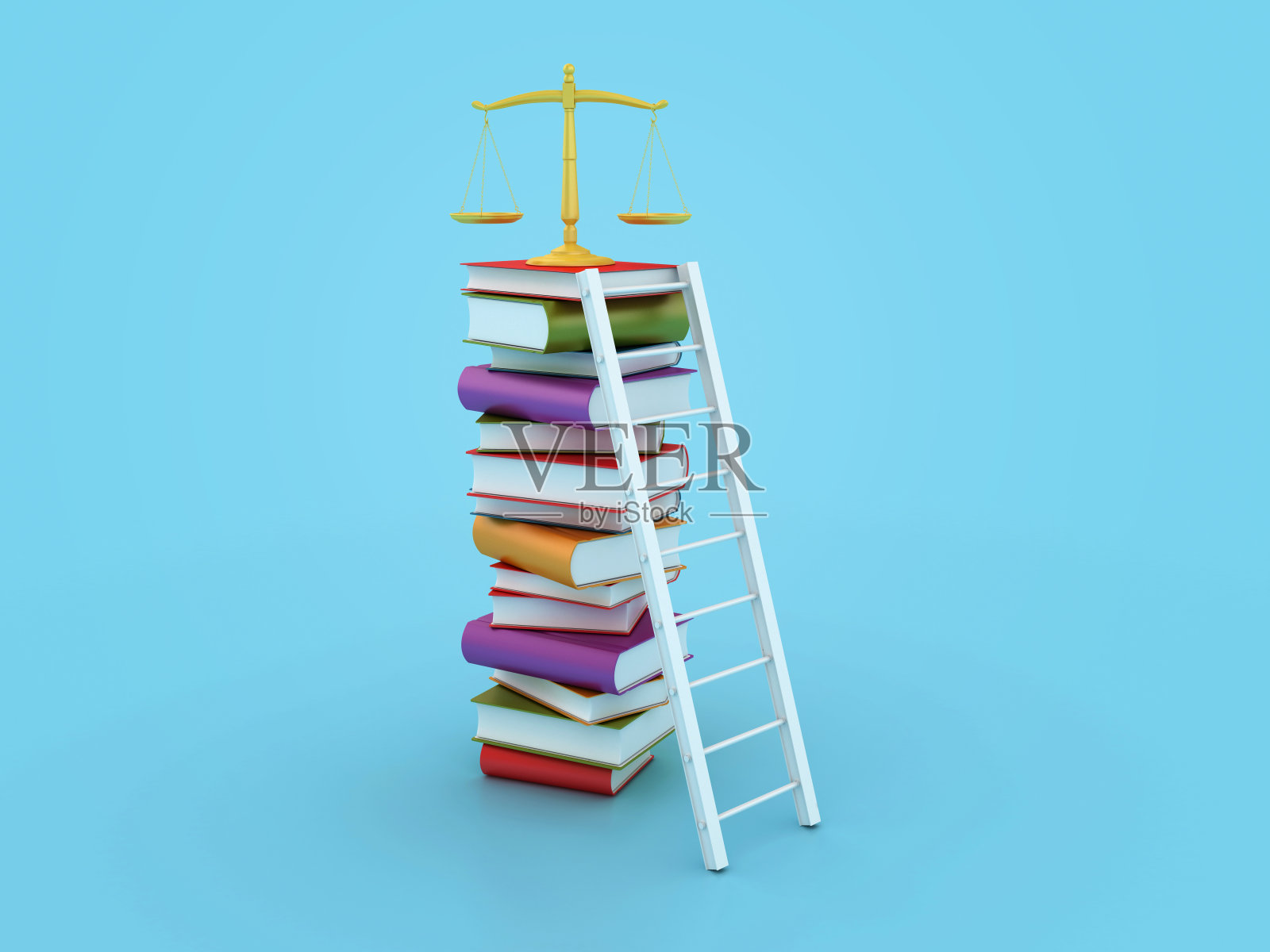 带阶梯的书籍的法定重量秤照片摄影图片