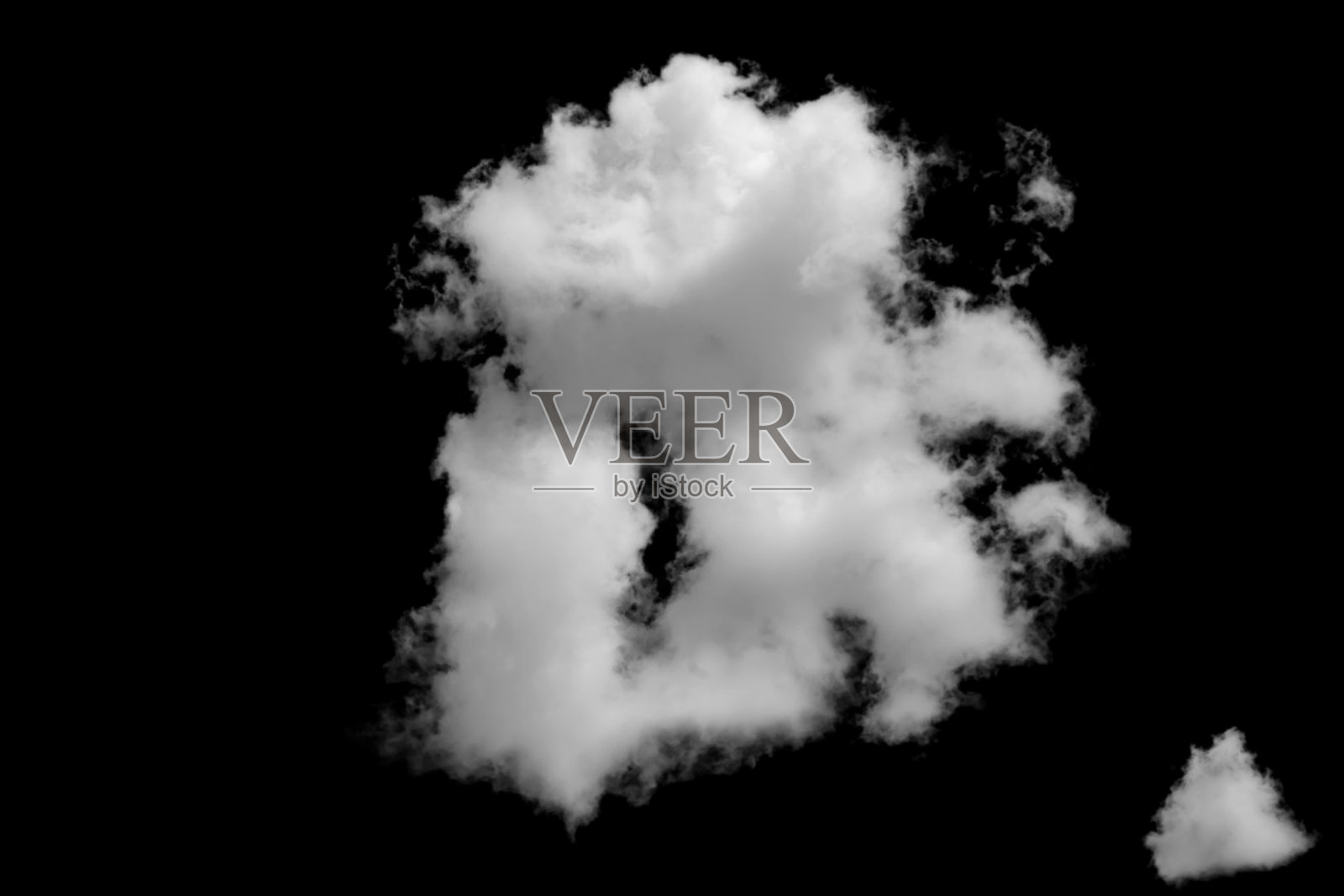 白色蓬松的云孤立在黑色的背景上照片摄影图片