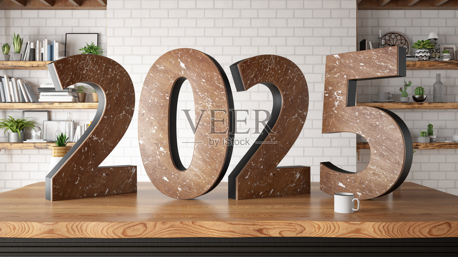 2025桌子上的木制标牌照片摄影图片