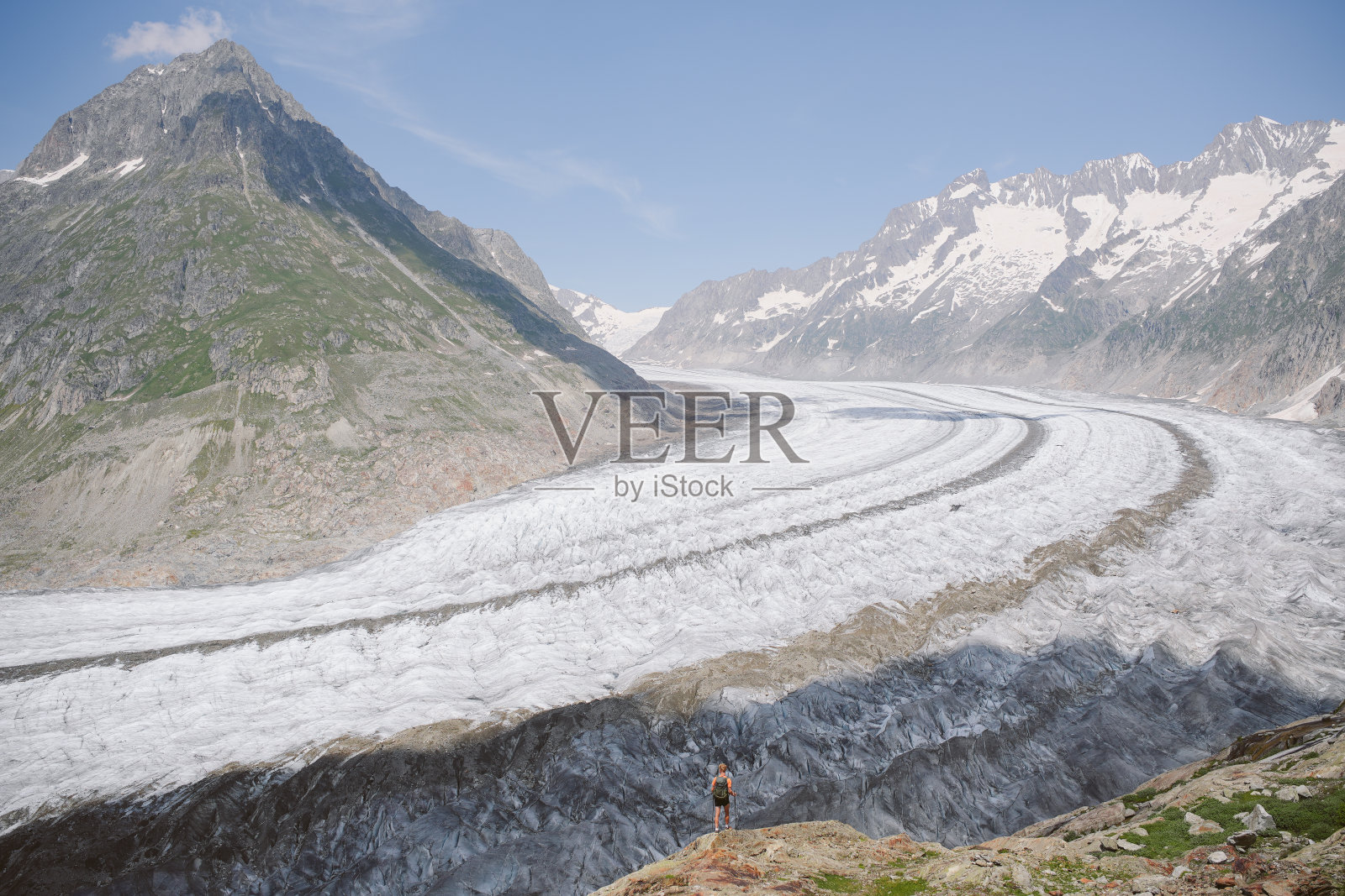 阿尔卑斯山最大的冰川阿莱奇冰川的美景照片摄影图片