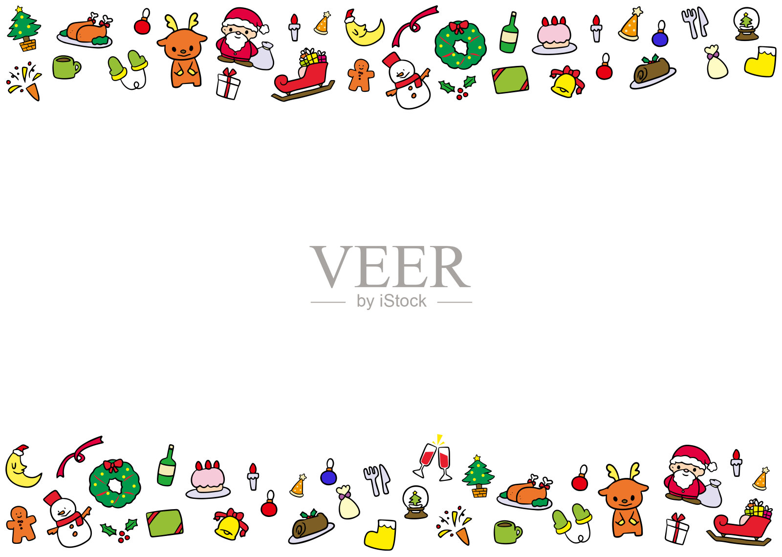 圣诞线条相框插画图片素材