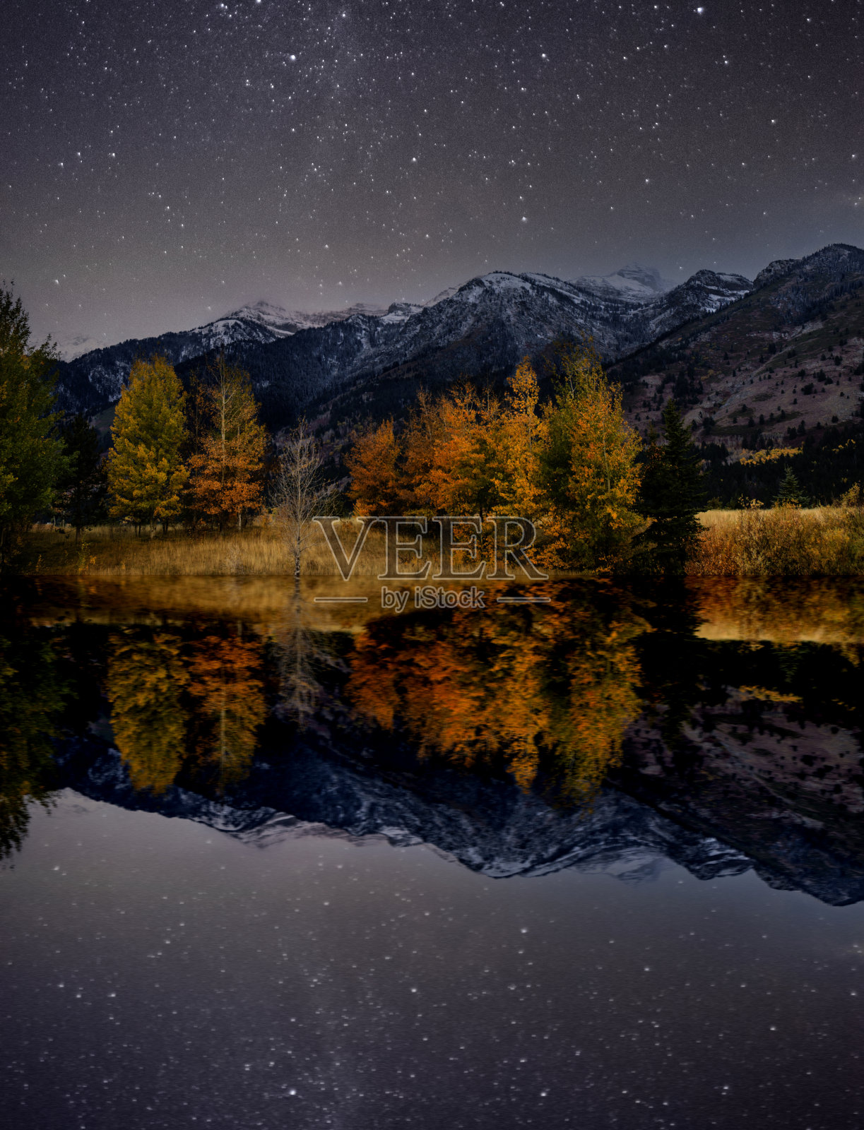 美国怀俄明州大提顿国家公园的提顿山脉星空摄影照片摄影图片