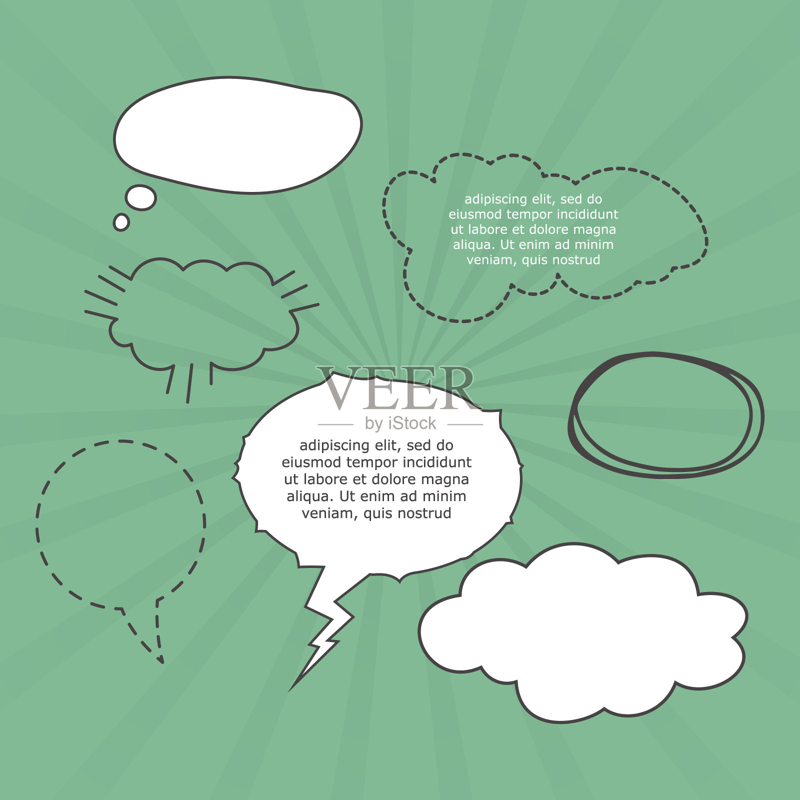 漫画演讲泡泡气球表达爆炸嘣嘣嘣复古波普艺术平面设计插画图片素材