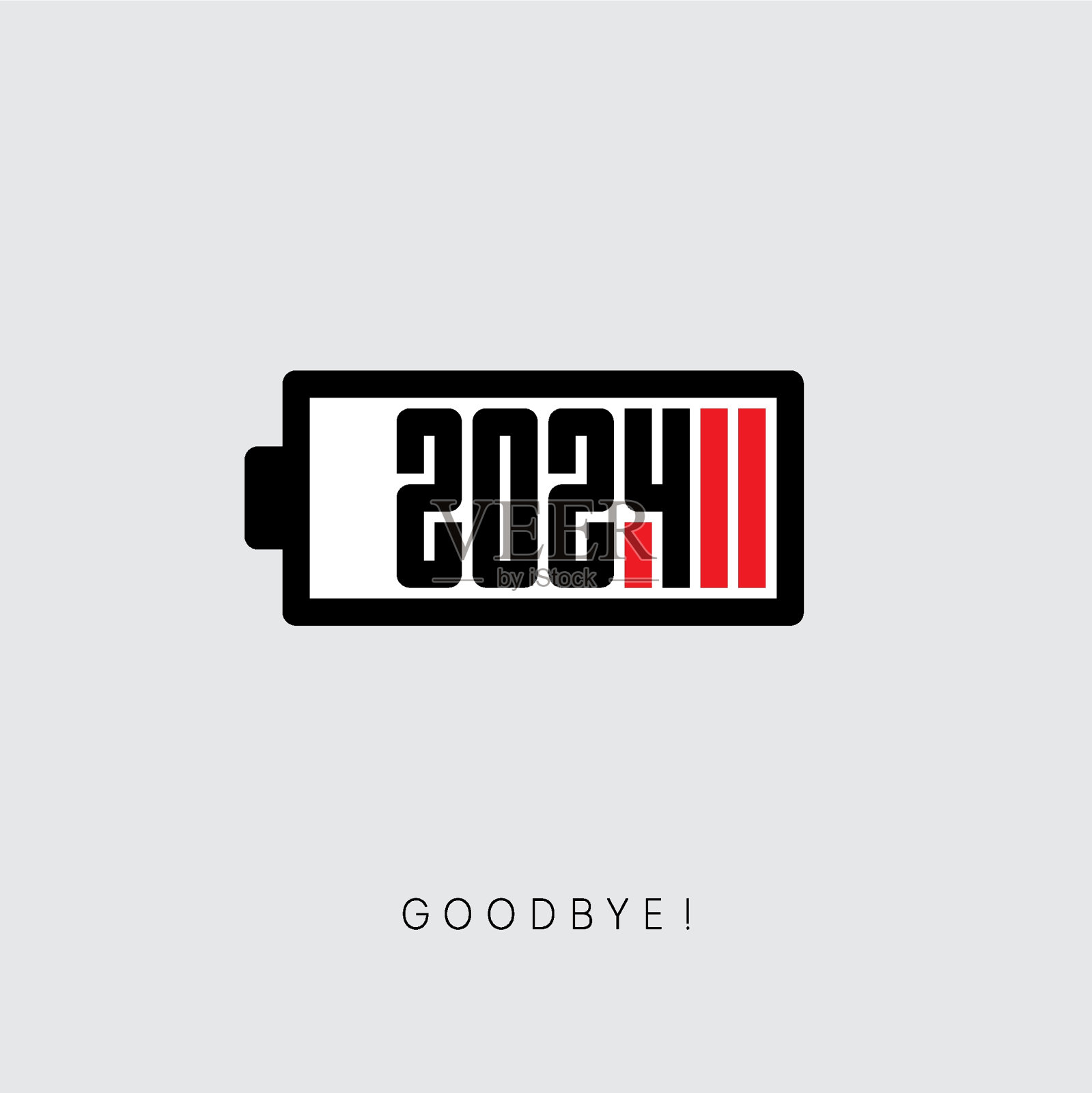 2024终极冲锋!对新年决心的诙谐诠释。这种极简主义的设计抓住了告别旧和拥抱新。完美的社交媒体，卡片和年终活动插画图片素材