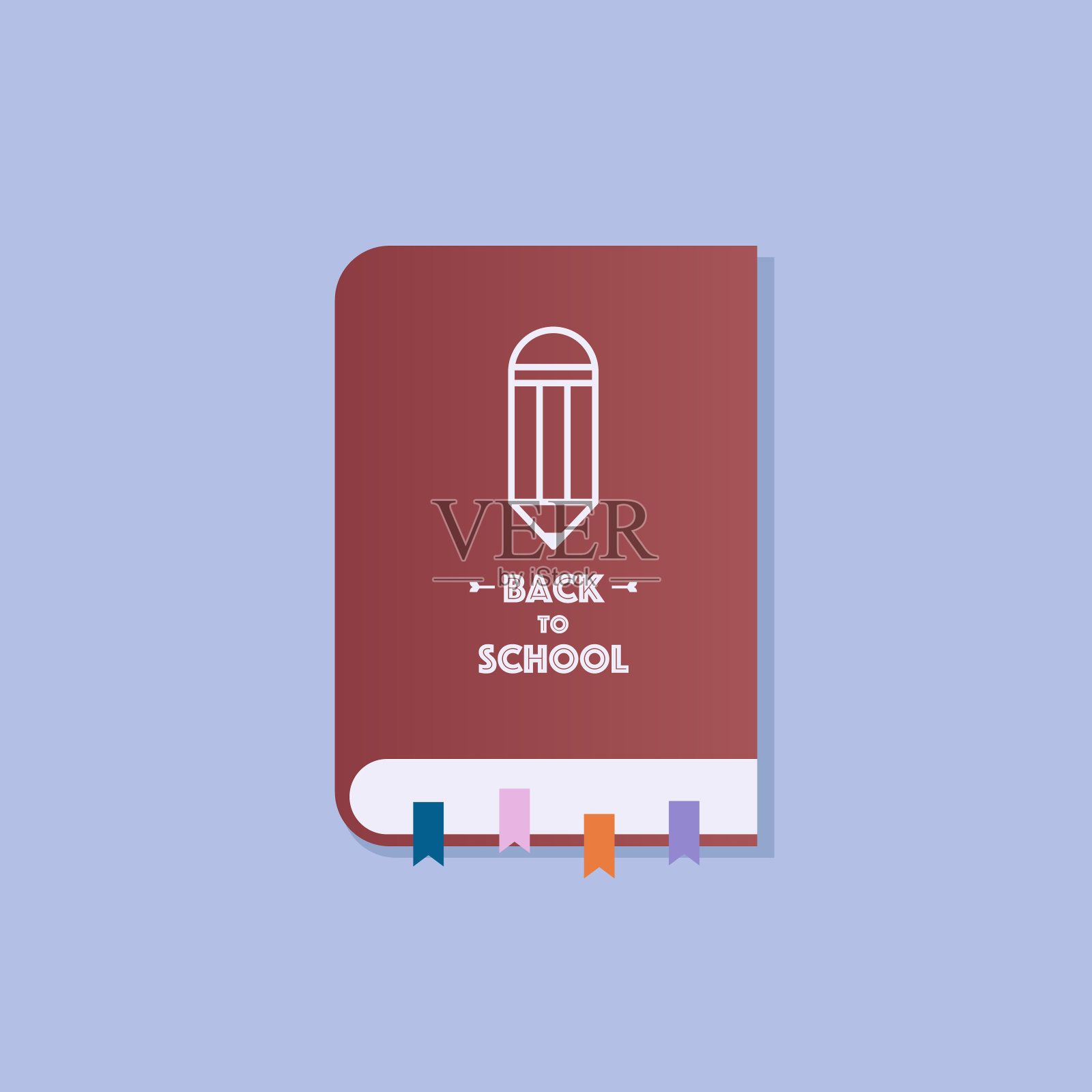 有彩色书签的书。回到学校的概念。插画图片素材