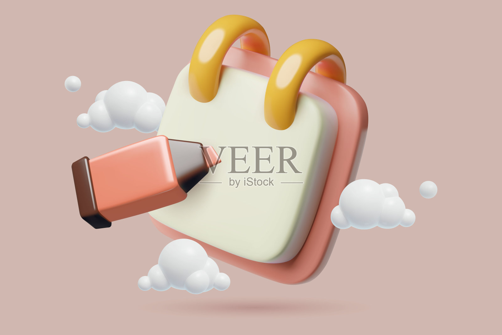 3d笔记板与记号笔插画图片素材