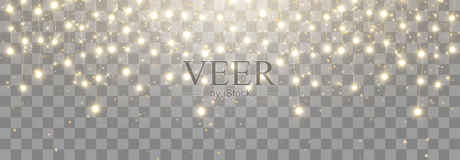 圣诞灯泡，发光的花环串串插画图片素材