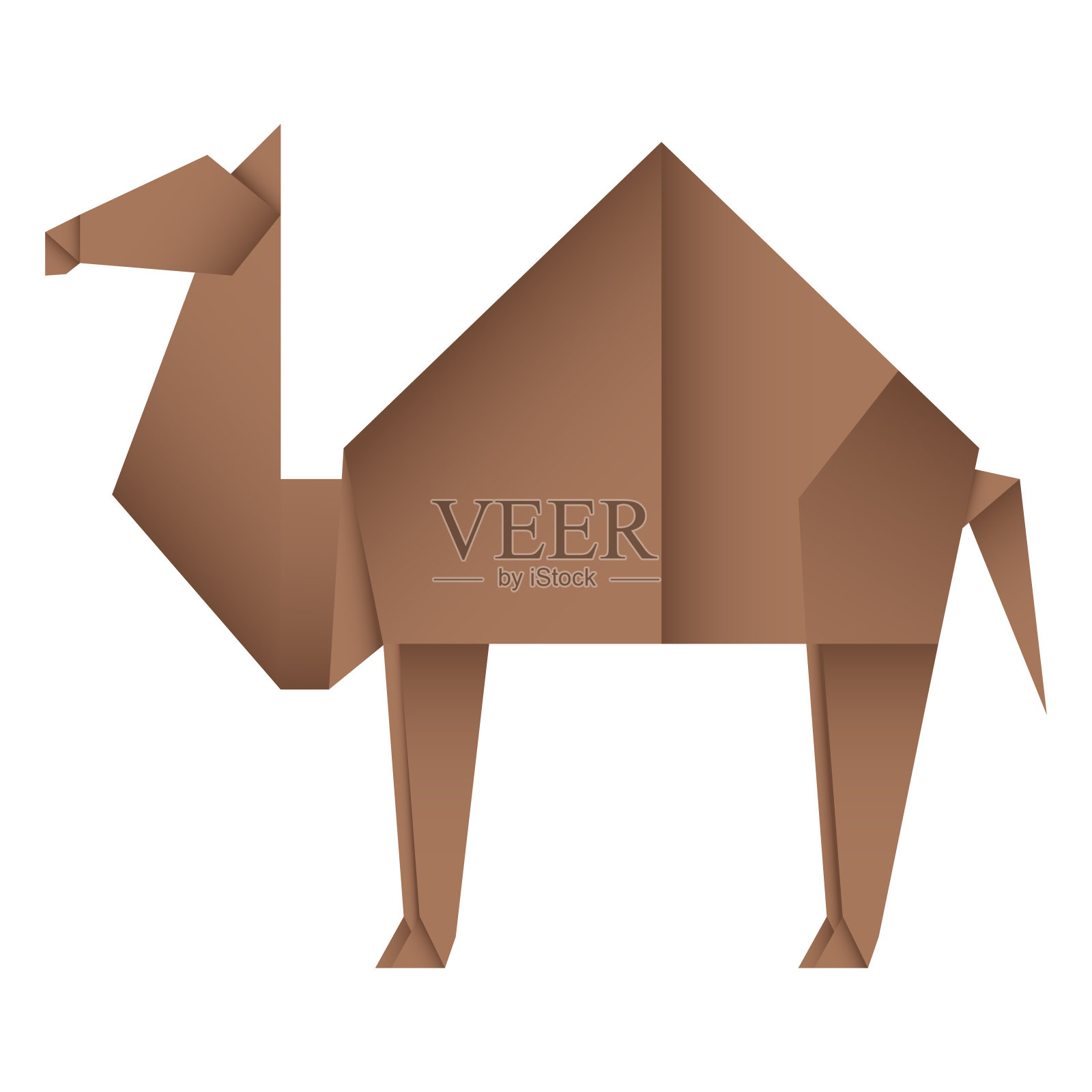 骆驼折纸。抽象骆驼折纸标志设计。动物折纸。纸折纸。矢量图插画图片素材