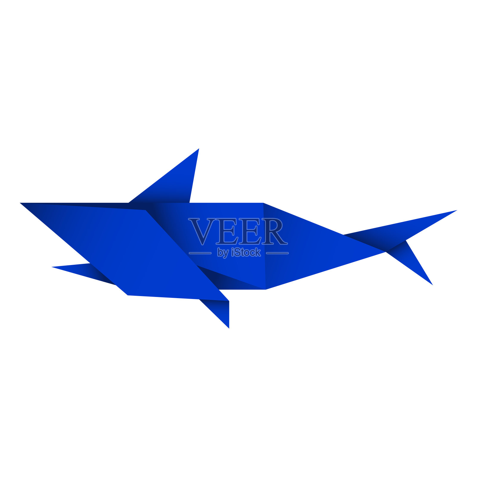 鲨鱼折纸。抽象鲨鱼折纸标志设计。动物折纸。纸折纸。矢量图插画图片素材