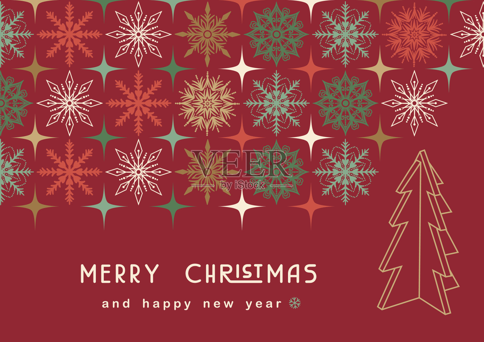 圣诞贺卡快乐-股票插图插画图片素材