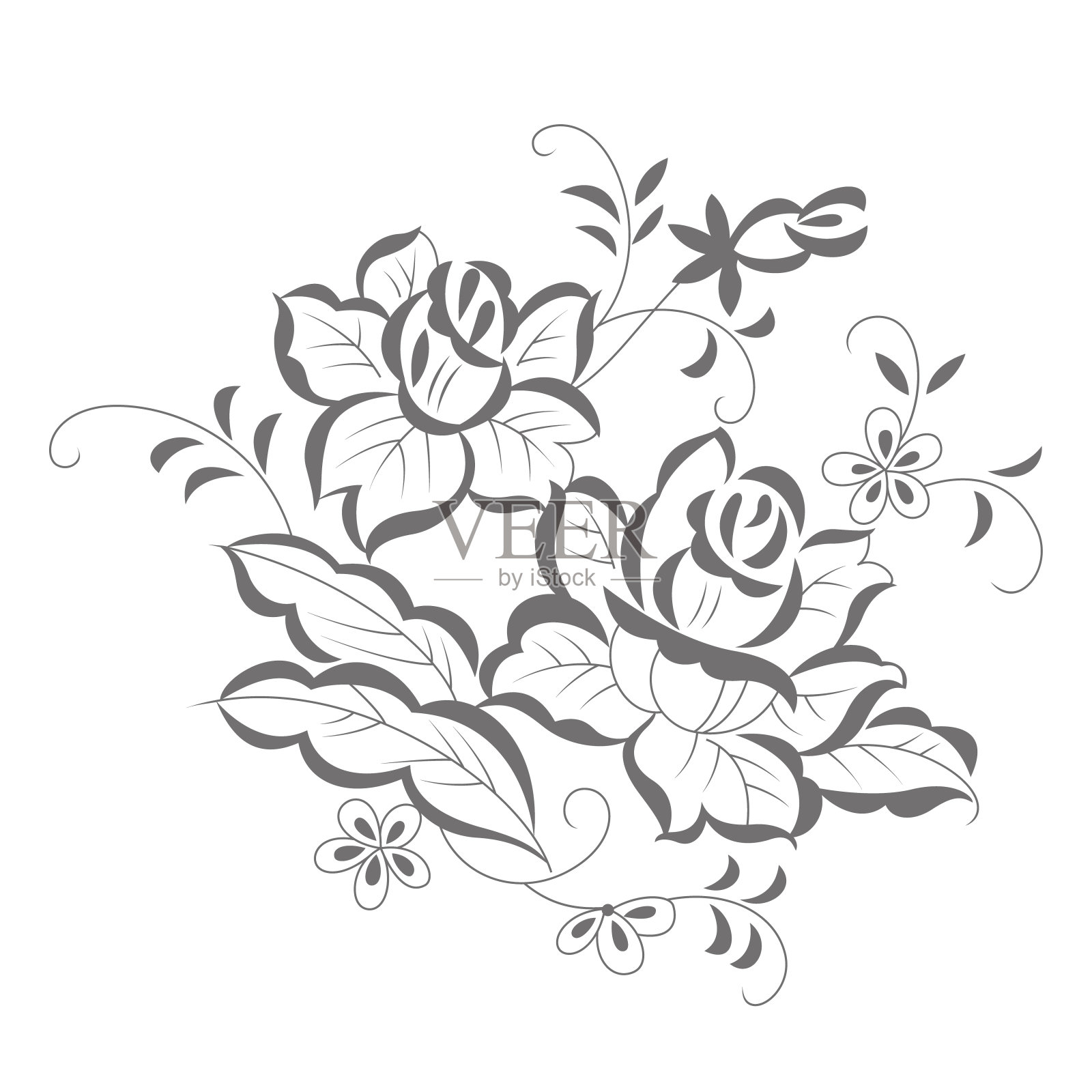 中国风格的花卉图案插画图片素材