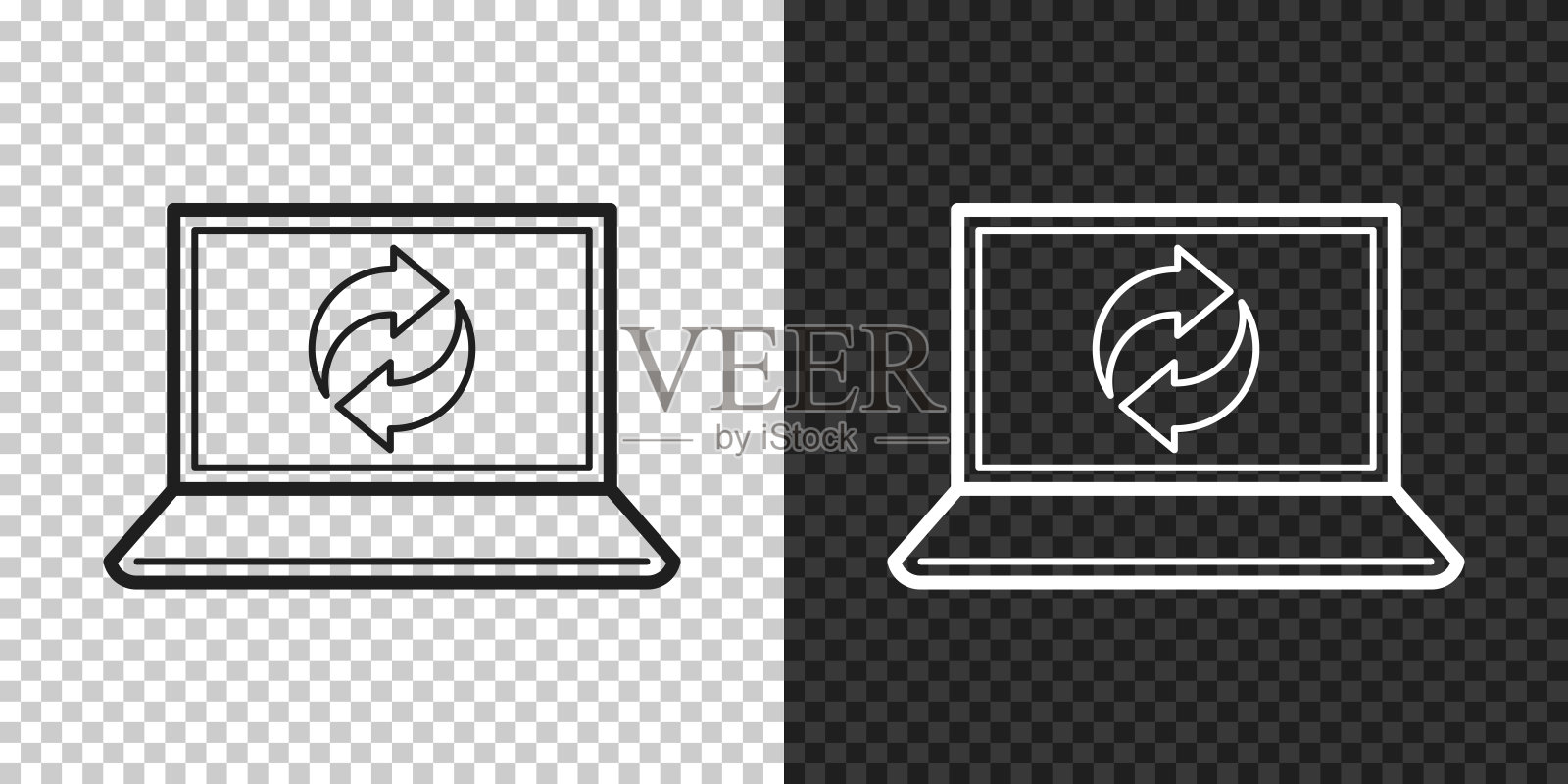 笔记本电脑上的回收符号。空白背景上的设计图标插画图片素材