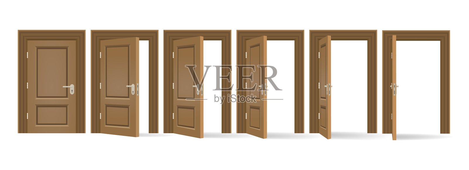 橡木门开了又关插画图片素材