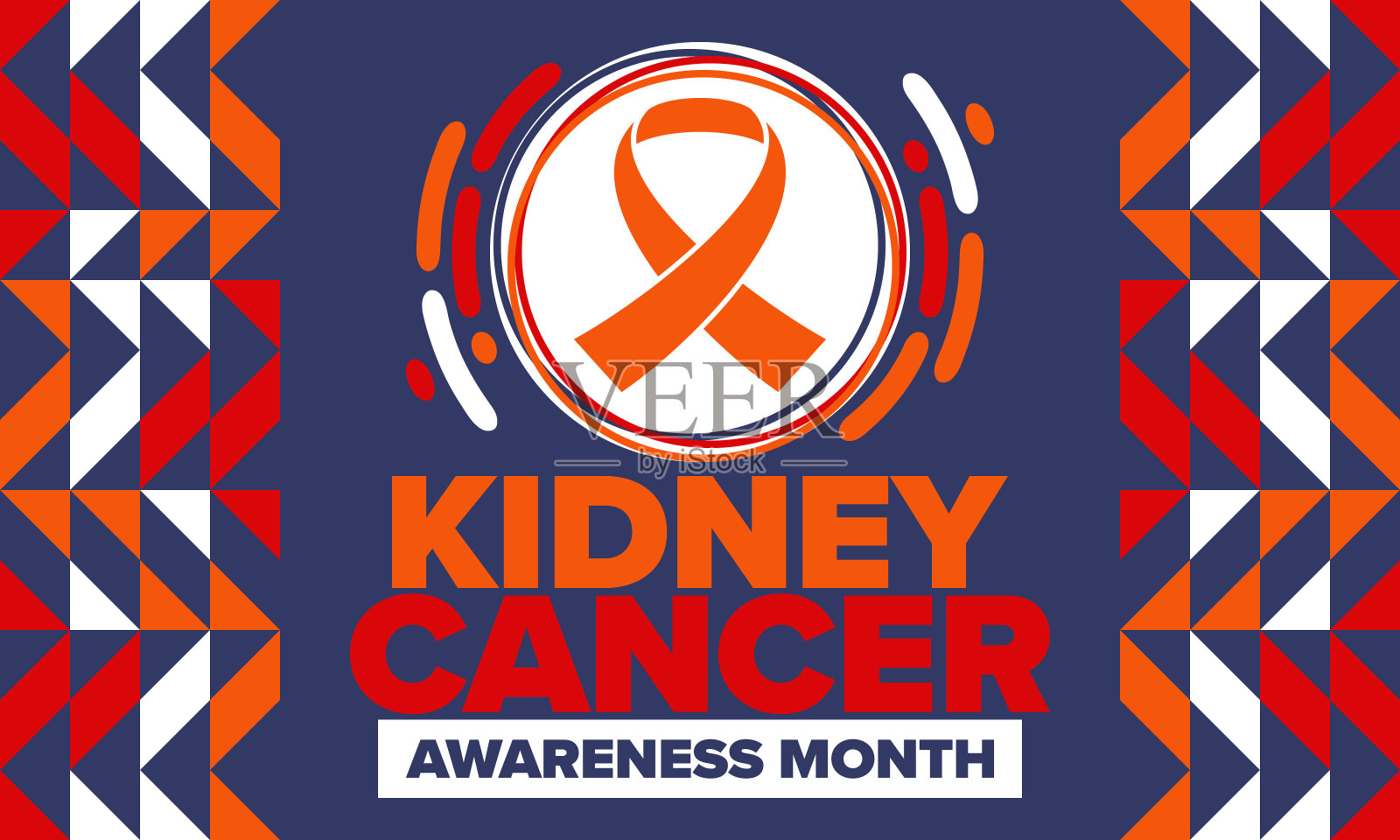 肾癌宣传月。每年三月庆祝。控制和保护。预防活动。医疗保健理念。带丝带的海报。横幅和背景。矢量图插画图片素材