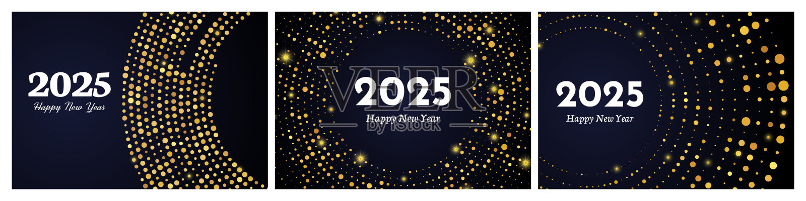 2025年新年快乐，金光闪闪插画图片素材