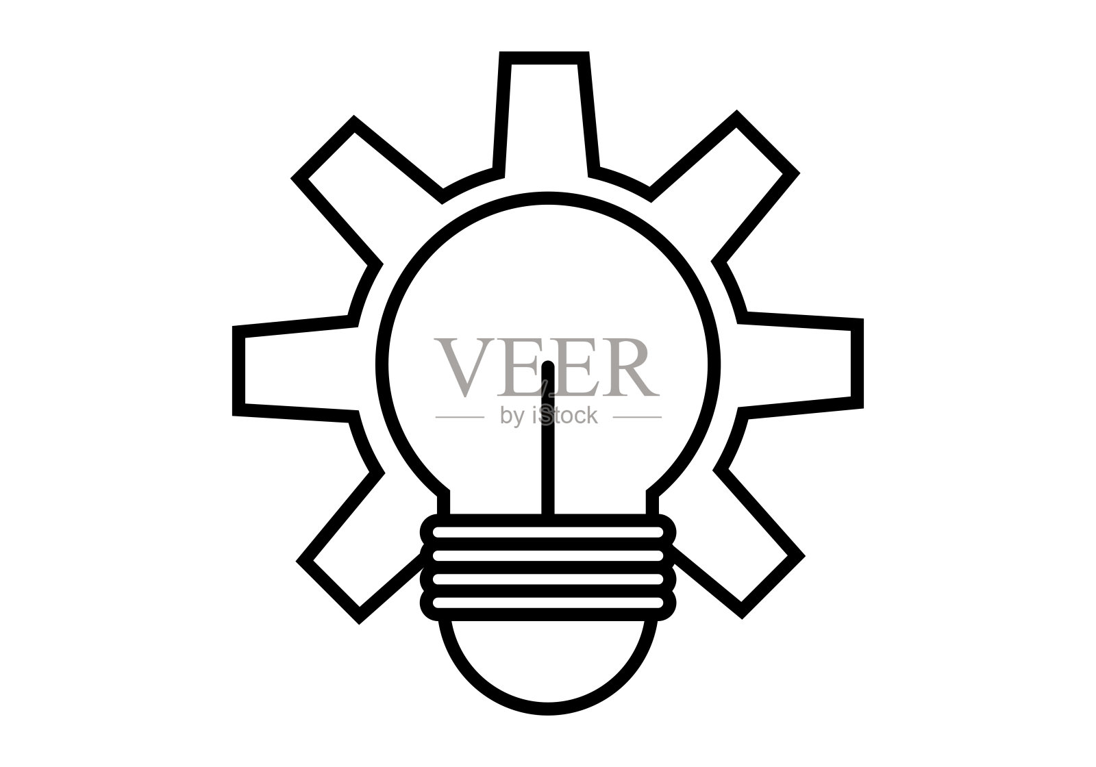 黑色齿轮和灯泡图标代表思想的发展插画图片素材