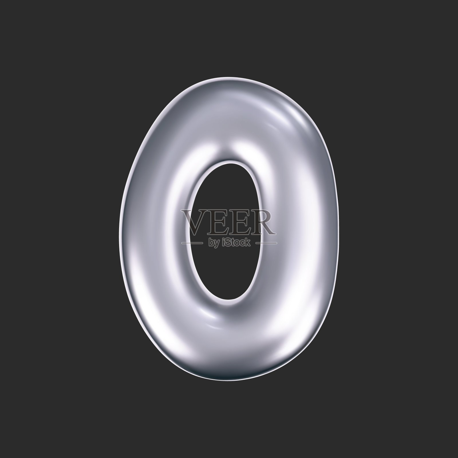 3d铬液体字母O在y2k风格孤立在一个黑暗的背景。渲染3d金属膨胀泡沫字母与光泽的银效果。三维矢量y2k排版字母插画图片素材