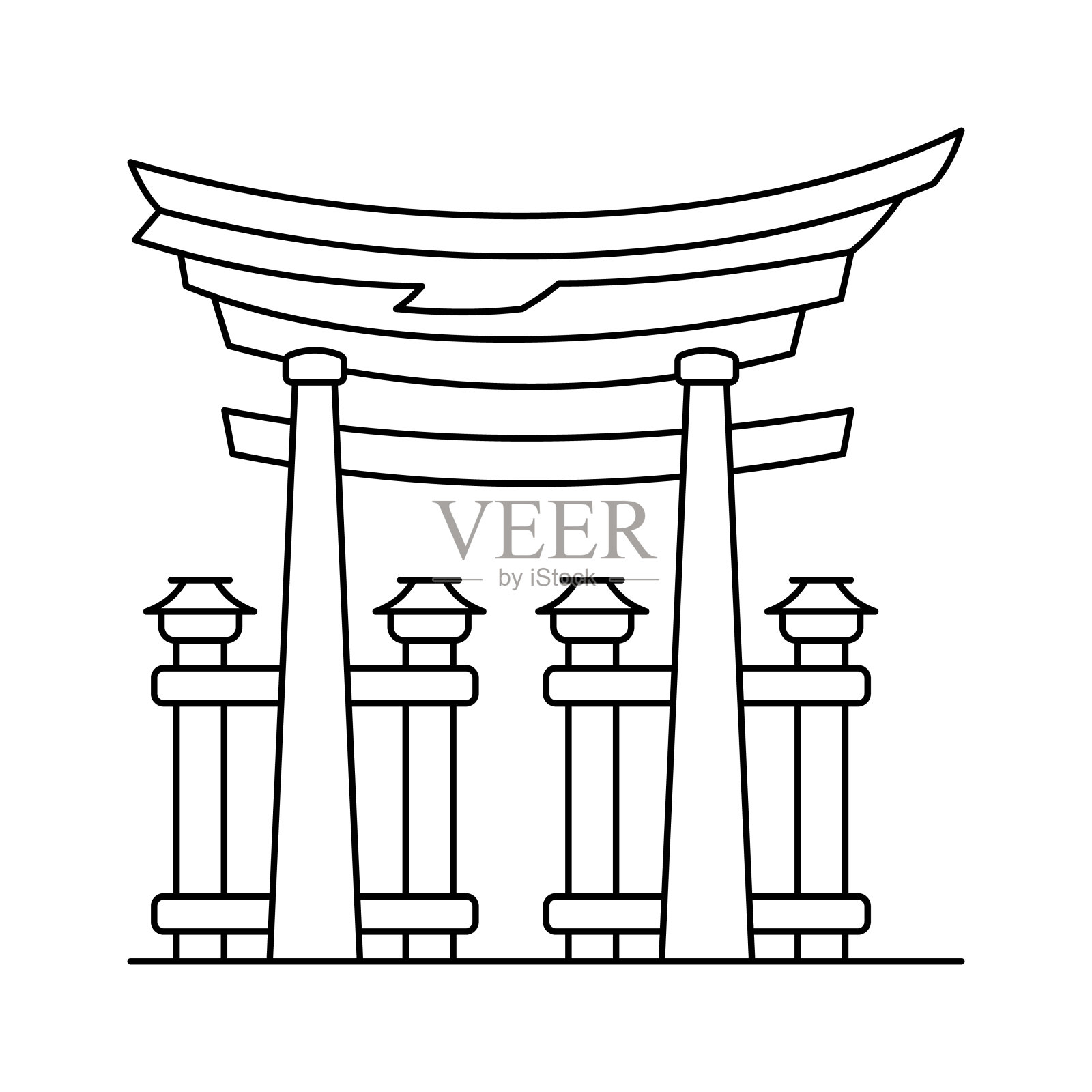 牌坊插画图片素材