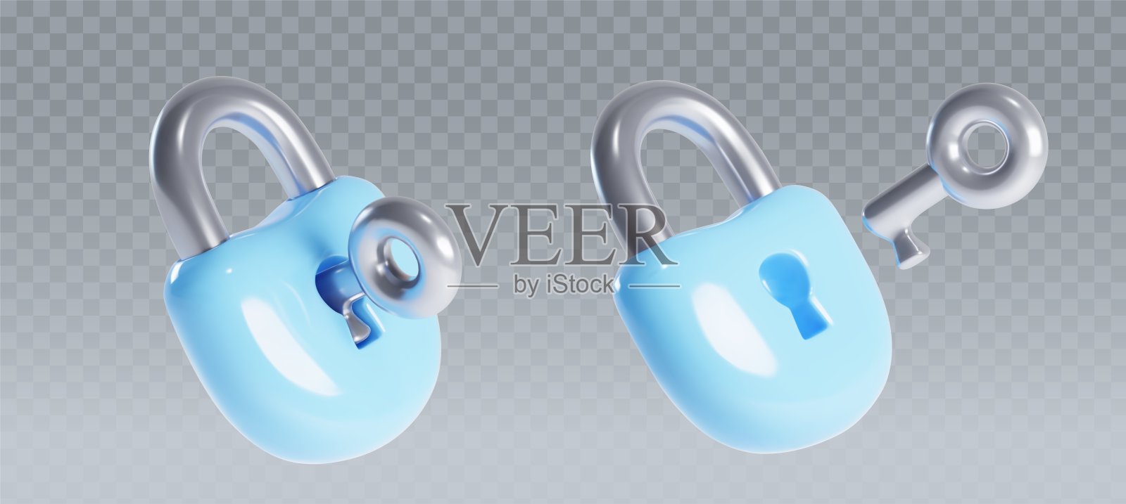 用钥匙关闭和解锁垫锁。插画图片素材