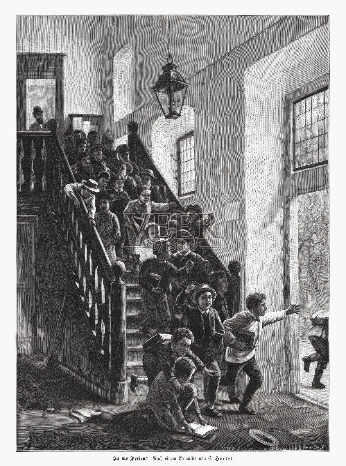 休假，木版雕刻，出版于1892年插画图片素材