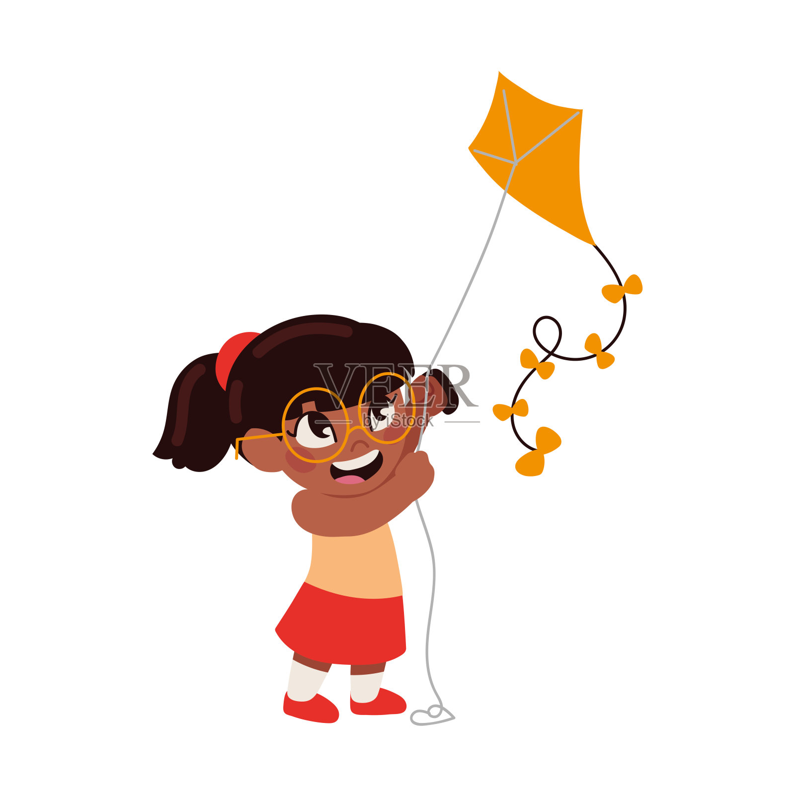 放风筝的孩子插画图片素材